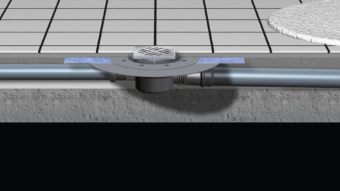 Installation diagram for the Superflat bathroom drain - perfect for renovation projects