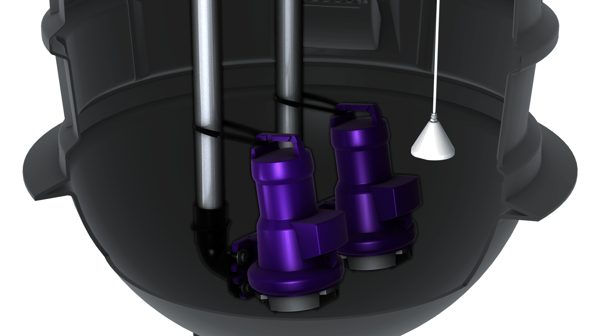 Station de relevage Aquapump XL Basic Vue détaillée des pompes